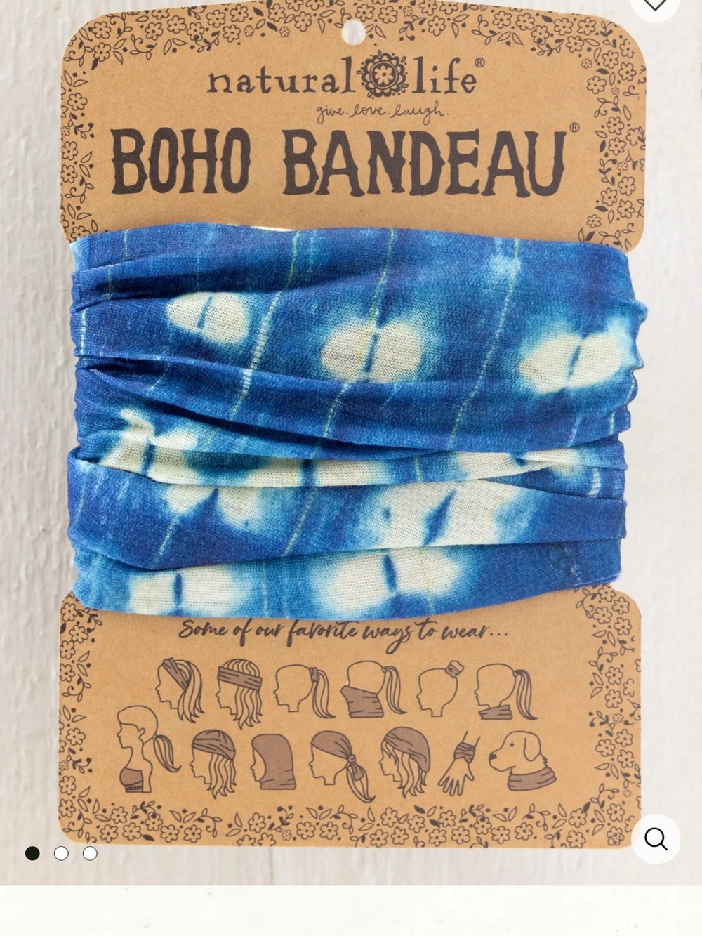 NATURAL LIFE Boho Bandeau Indigo Shibori Stamps Tie-Dye SOLD OUT